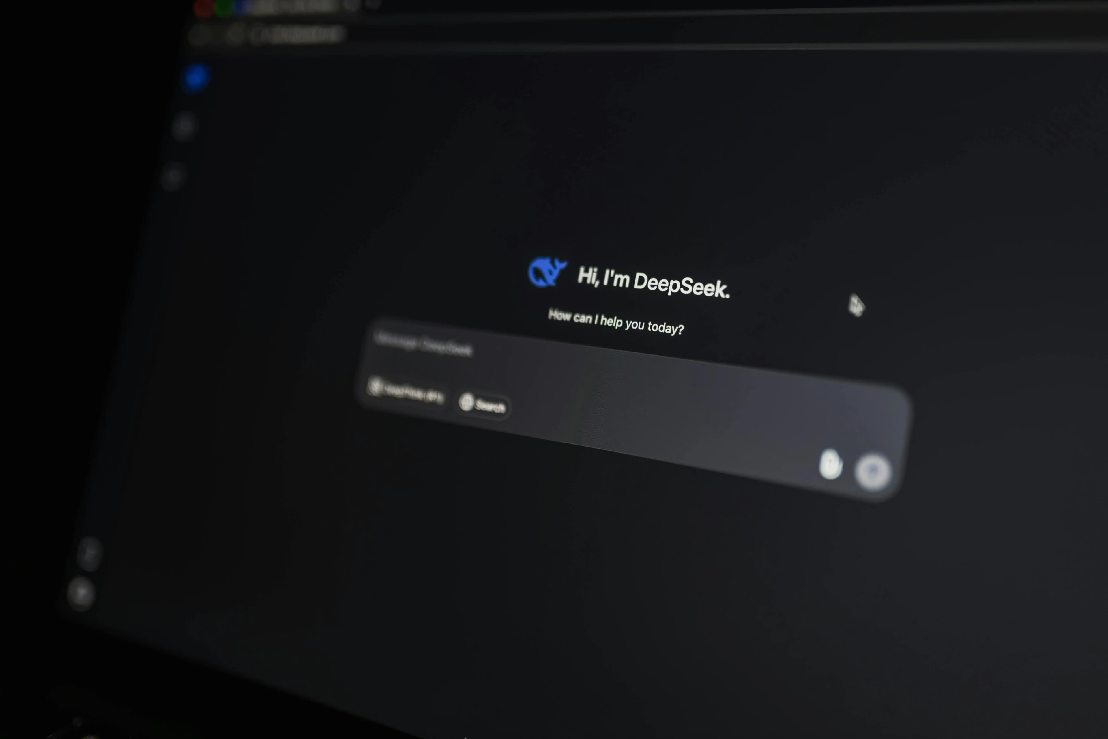 Close-up of an AI-driven chat interface on a computer screen, showcasing modern AI technology.